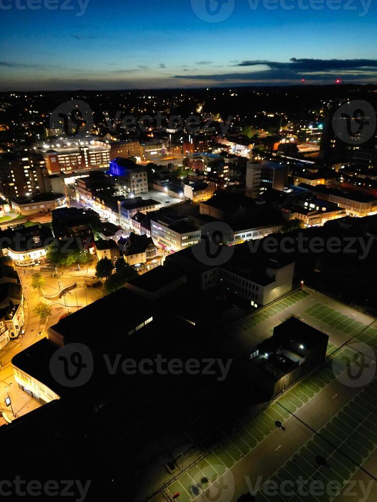 Aerial View of Illuminated British City of England During Night photo