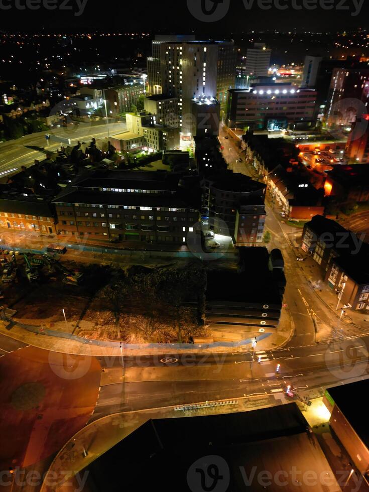 High Angle view of Illuminated Historical Central Coventry City of England, United Kingdom. April 8th, 2024 photo