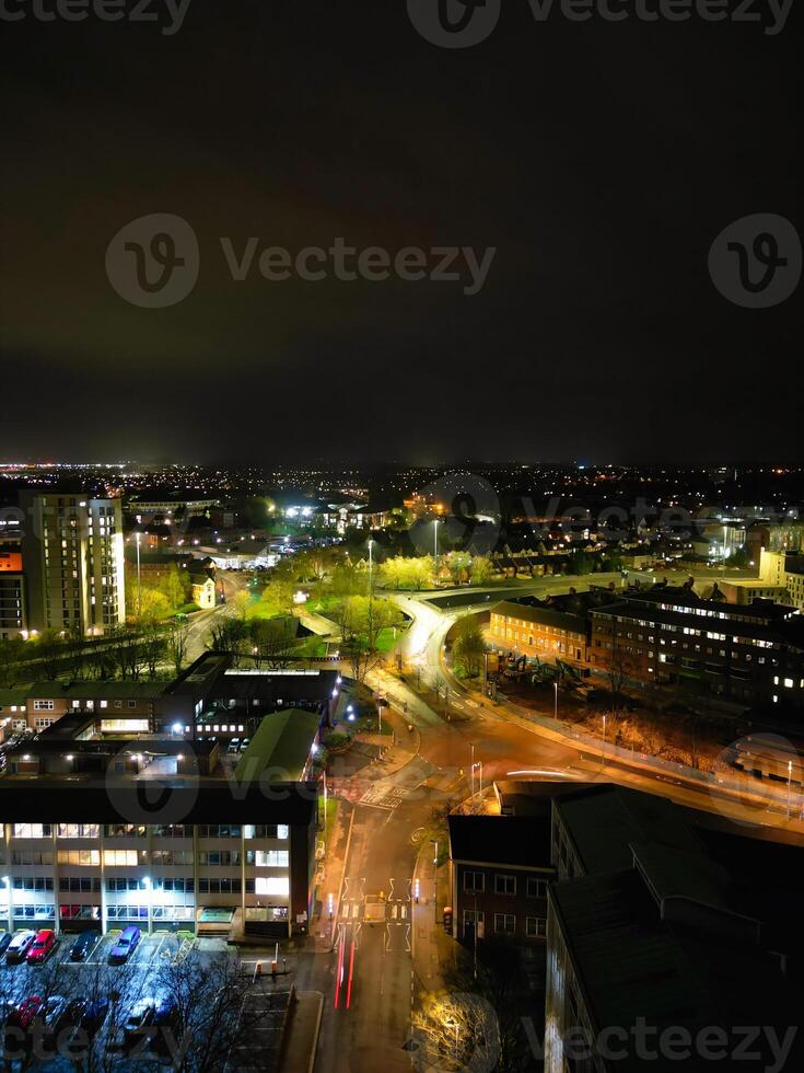 High Angle view of Illuminated Historical Central Coventry City of England, United Kingdom. April 8th, 2024 photo