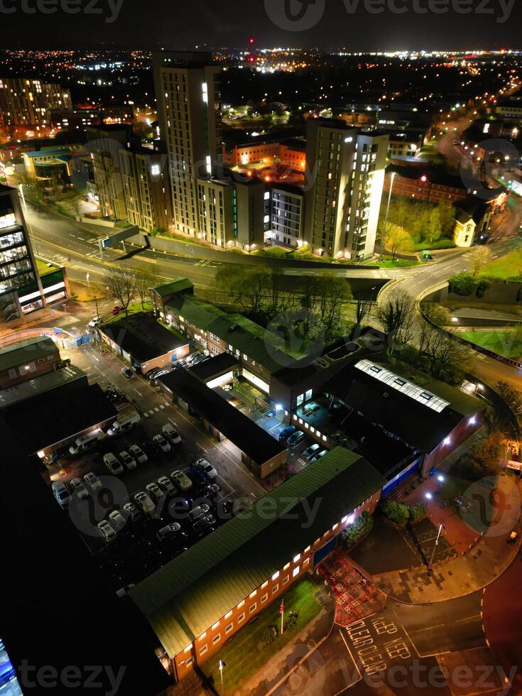 High Angle view of Illuminated Historical Central Coventry City of England, United Kingdom. April 8th, 2024 photo