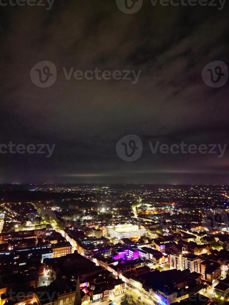 Night Aerial View of Illuminated Historical Central Bedford City of England UK. April 5th, 2024 photo