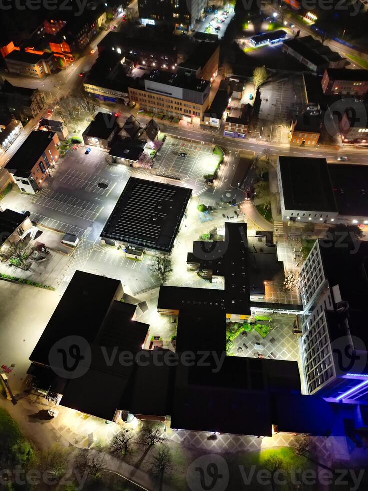 Night Aerial View of Illuminated Historical Central Bedford City of England UK. April 5th, 2024 photo