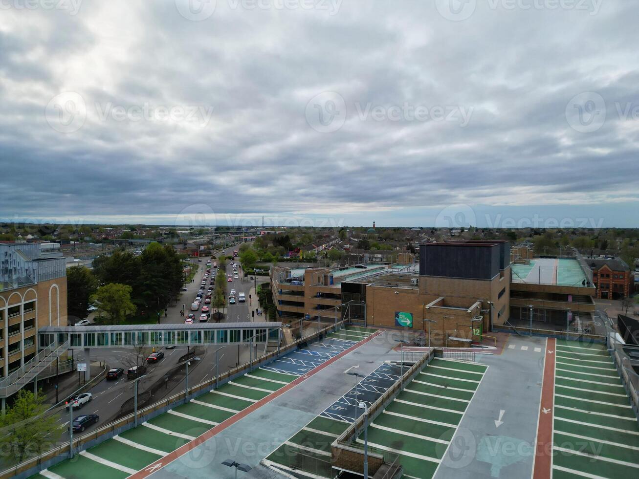 High Angle View of Central Peterborough City of England United Kingdom. April 11th, 2024 photo