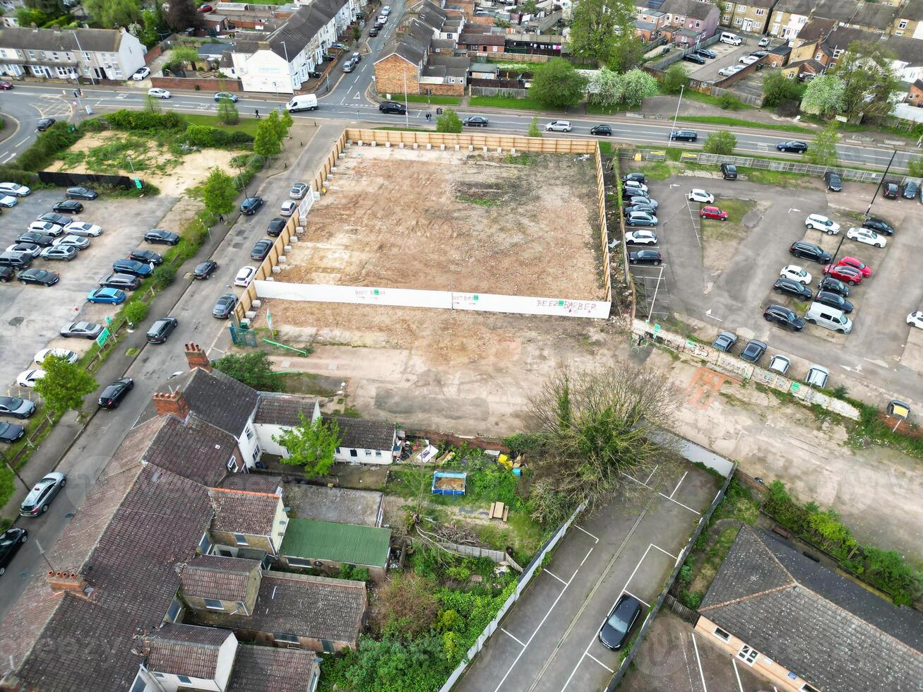 High Angle View of Central Peterborough City of England United Kingdom. April 11th, 2024 photo