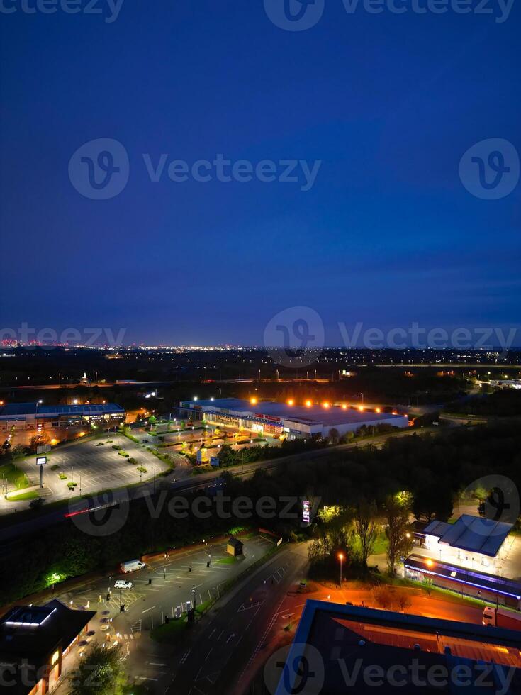 Aerial view of Illuminated Central Dartford London City of England During Night. England UK. April 14th, 2024 photo