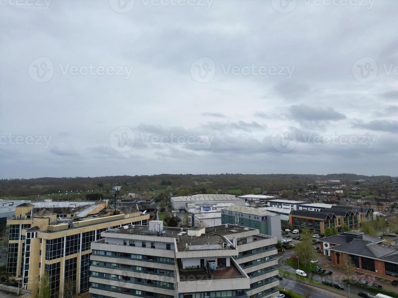 Aerial View of Elstree London City of England Great Britain during Cloudy and Windy Day. April 4th, 2024 photo