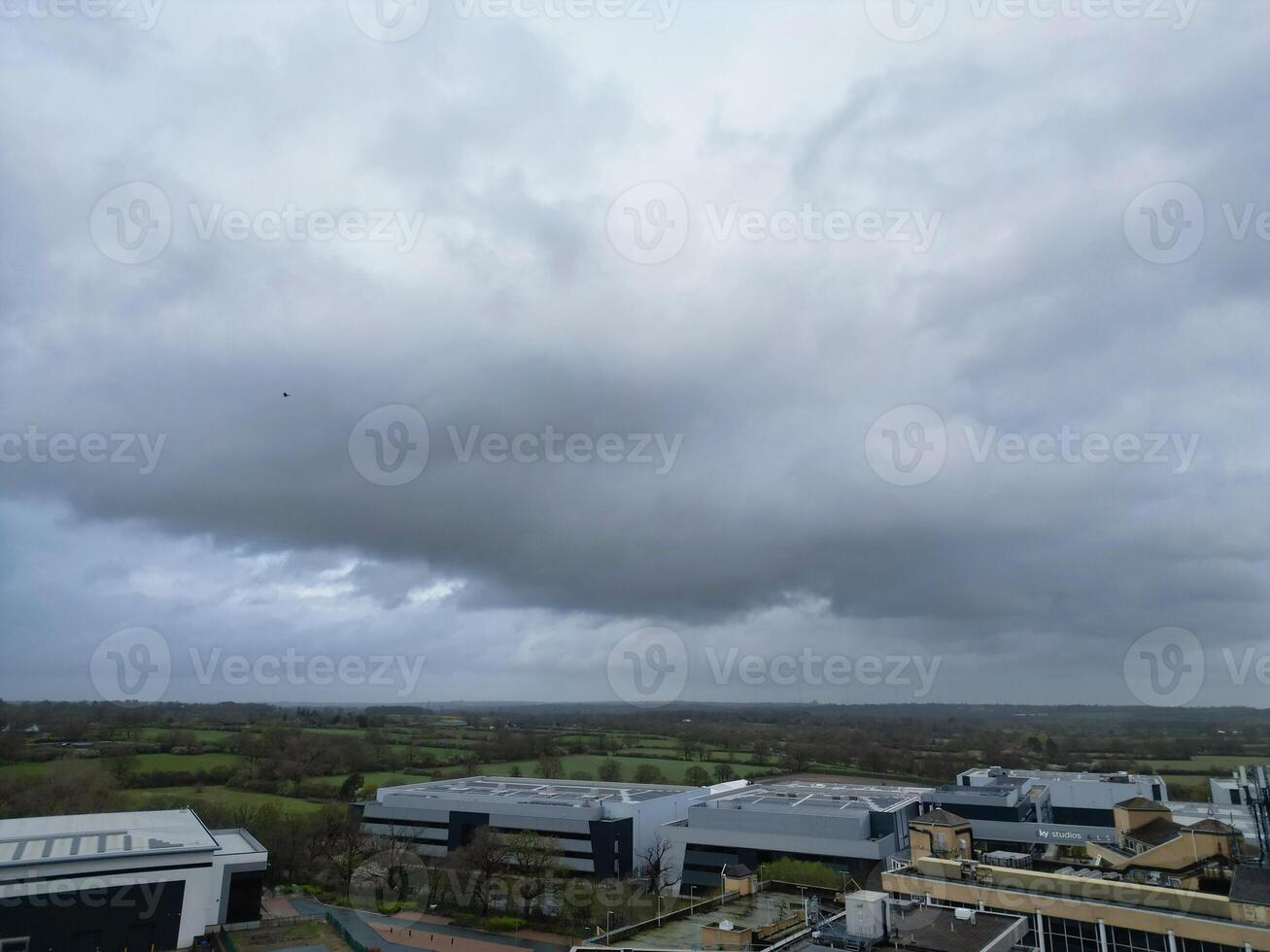 Aerial View of Elstree London City of England Great Britain during Cloudy and Windy Day. April 4th, 2024 photo