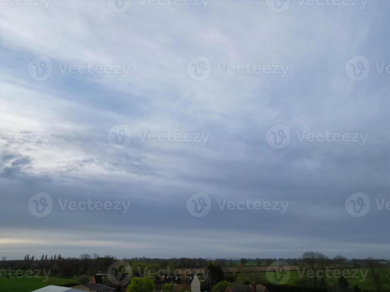 Aerial View of Most Beautiful Countryside Village Near Rugby City of England UK. April 8th, 2024 photo