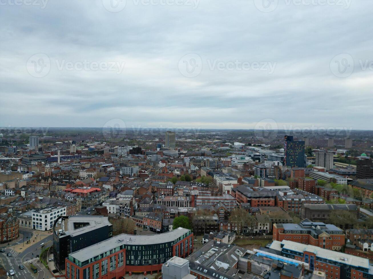 Aerial View of Buildings at Central Leicester City of England United Kingdom. April 4th, 2024 photo