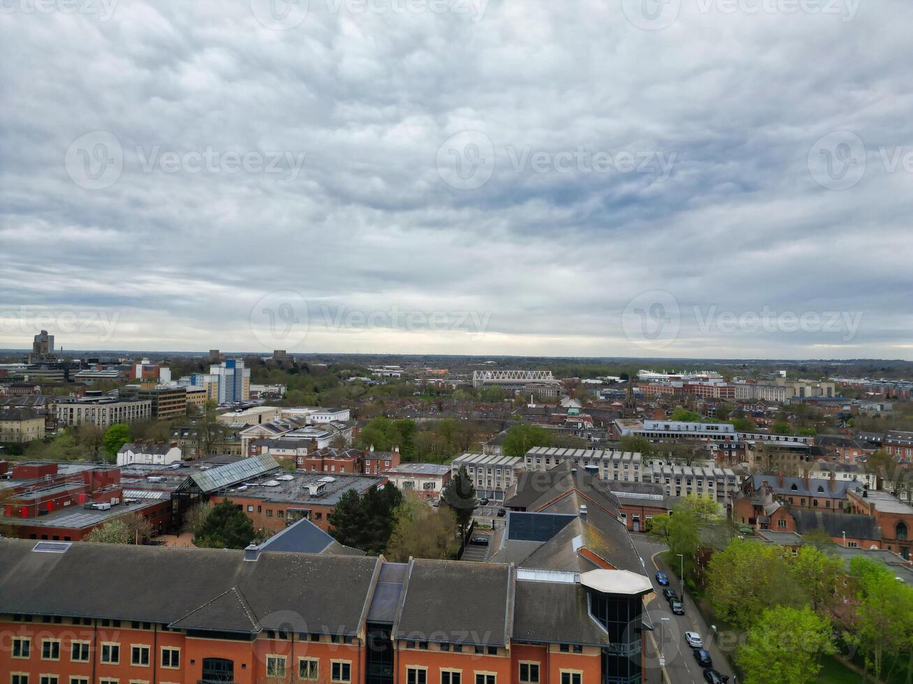 Aerial View of Buildings at Central Leicester City of England United Kingdom. April 4th, 2024 photo