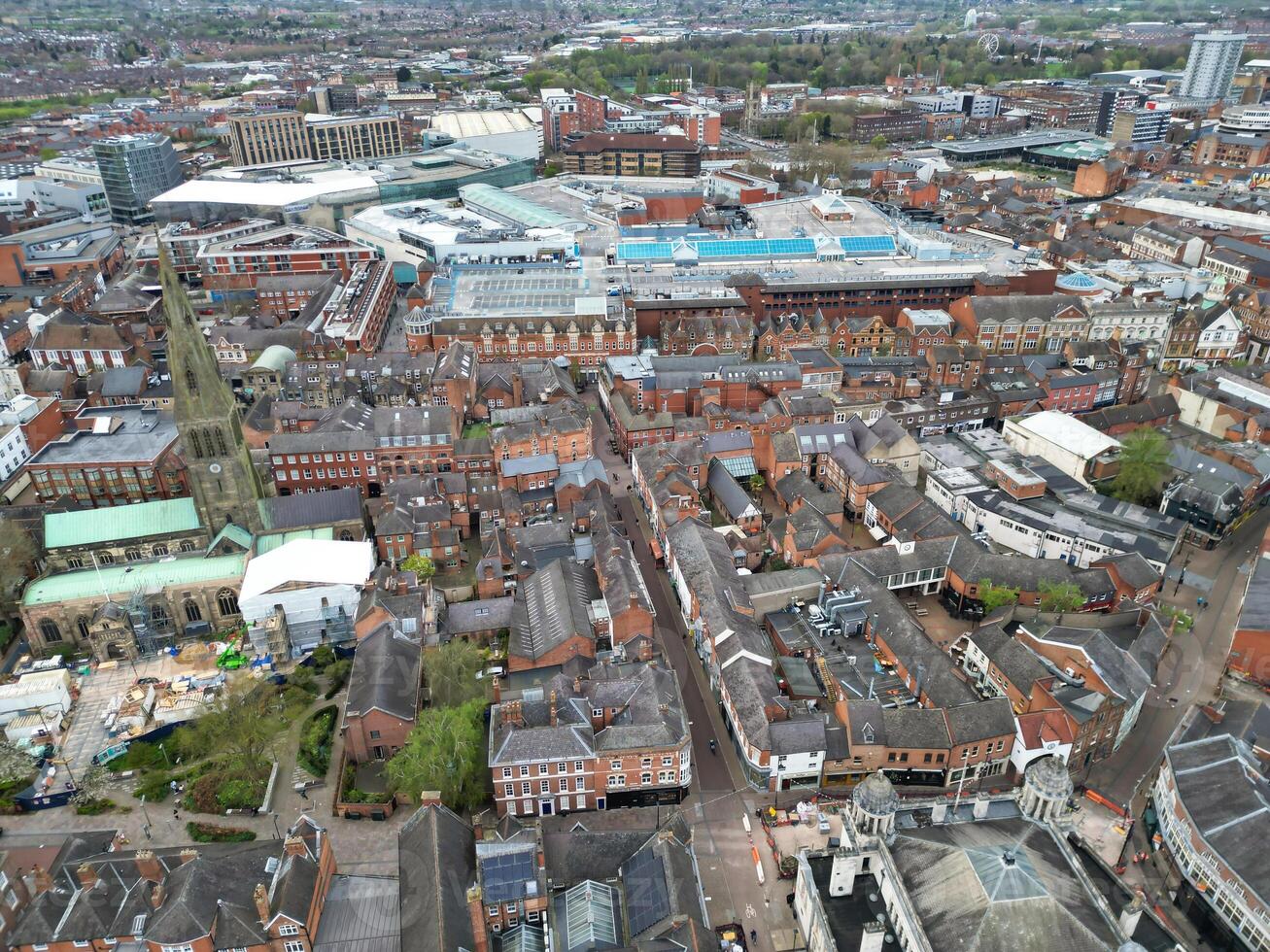 Aerial View of Buildings at Central Leicester City of England United Kingdom. April 4th, 2024 photo