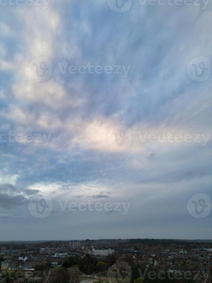 Aerial View of Bedford City of Bedfordshire, England UK During Windy and Cloudy Day. April 5th, 2024 photo