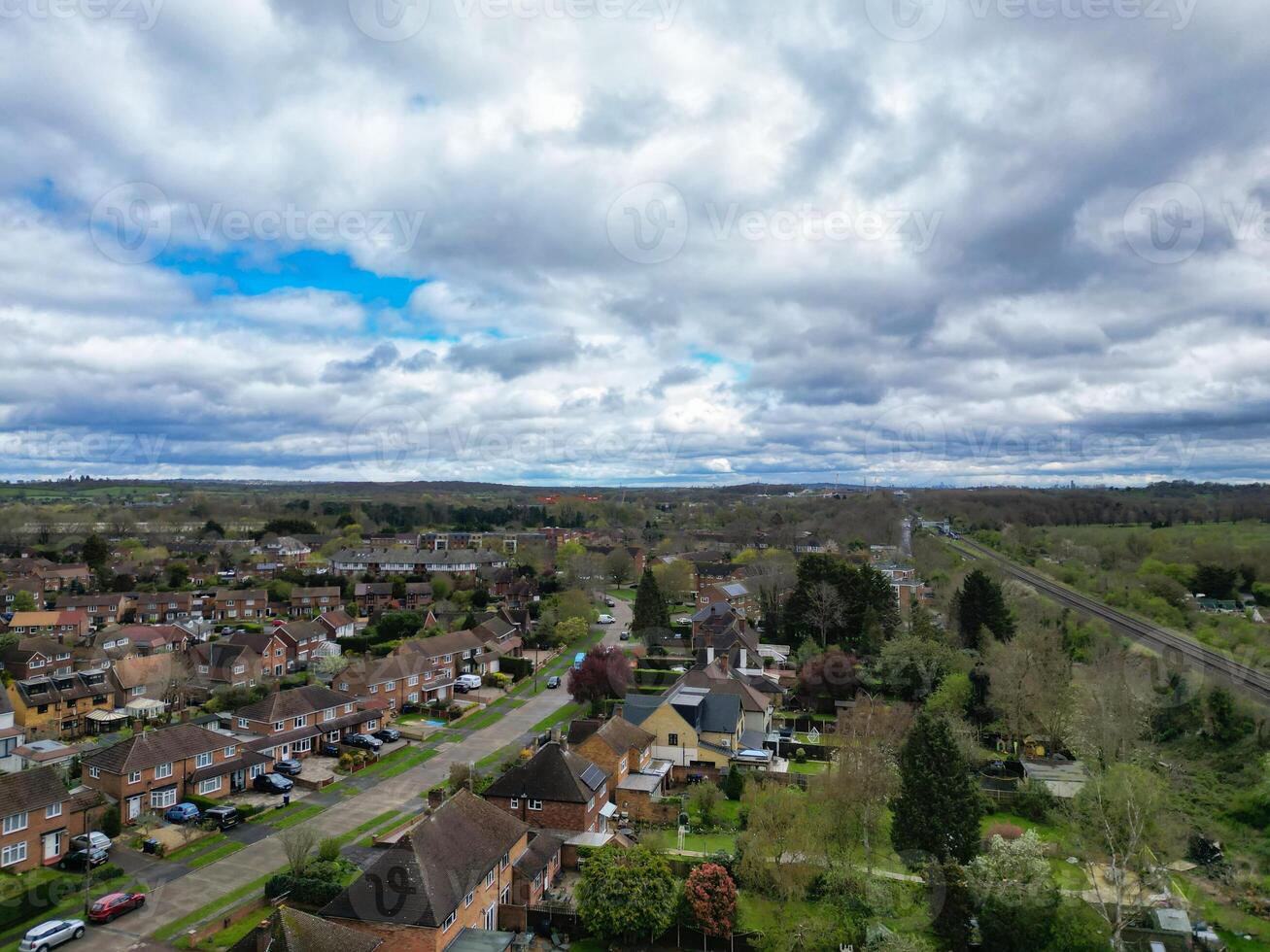 Aerial View of Denham Green Town London, Uxbridge, England. United Kingdom. April 3rd, 2024 photo