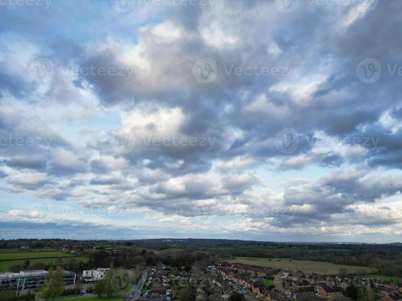 High Angle View of Harefield Town London, Uxbridge, England. United Kingdom During Sunset. April 3rd, 2024 photo