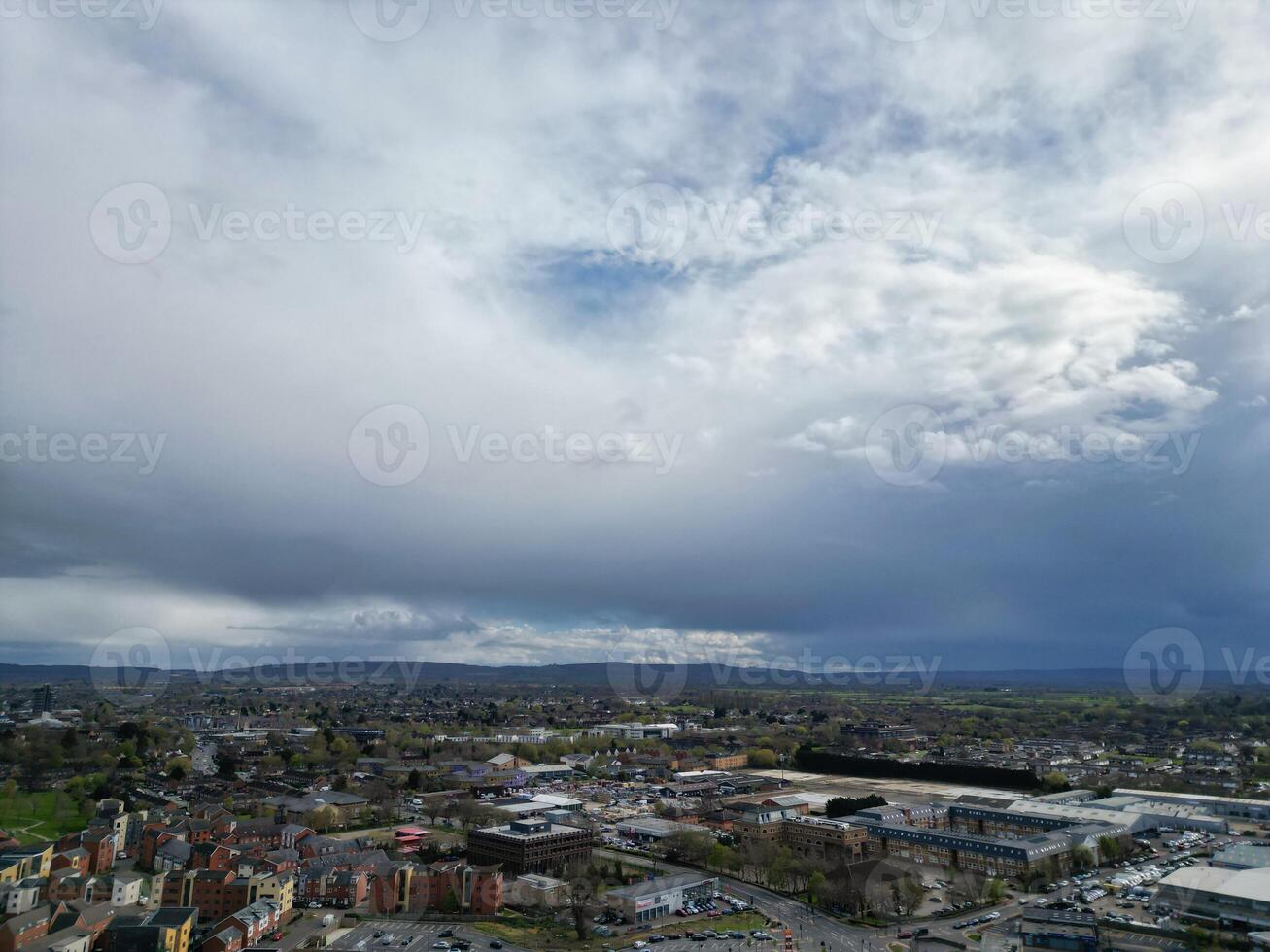 Aerial View of Central Aylesbury Town of England United Kingdom. April 1st, 2024 photo