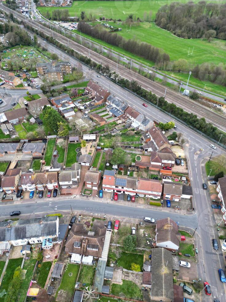 Aerial View of Residential Estate at North Luton City of England UK. March 19th, 2024 photo
