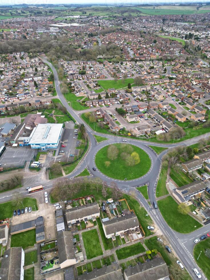 Aerial View of Residential Estate at North Luton City of England UK. March 19th, 2024 photo
