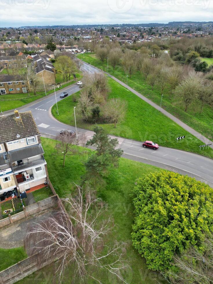 Aerial View of Residential Estate at North Luton City of England UK. March 19th, 2024 photo