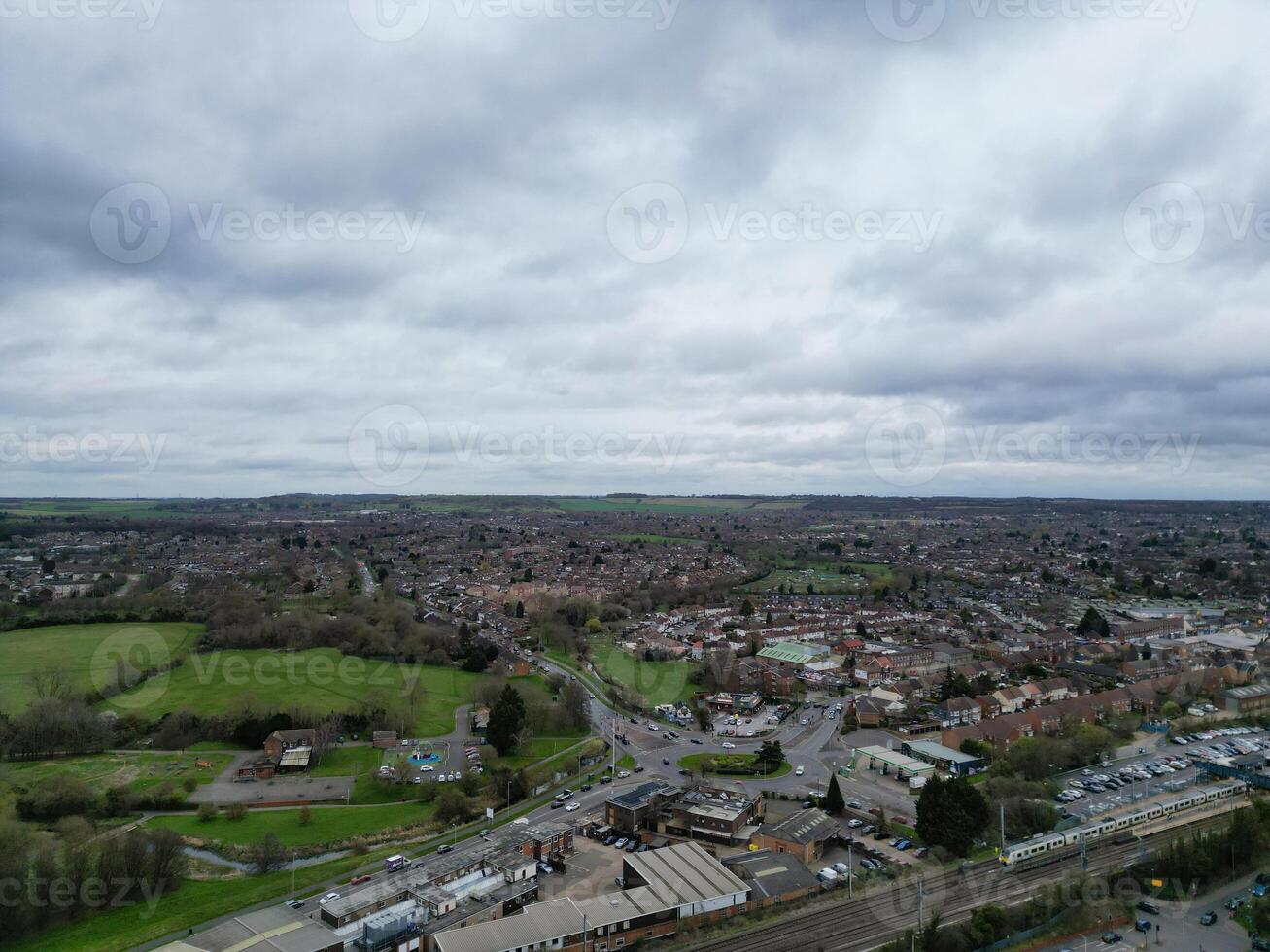 Aerial View of Residential Estate at North Luton City of England UK. March 19th, 2024 photo