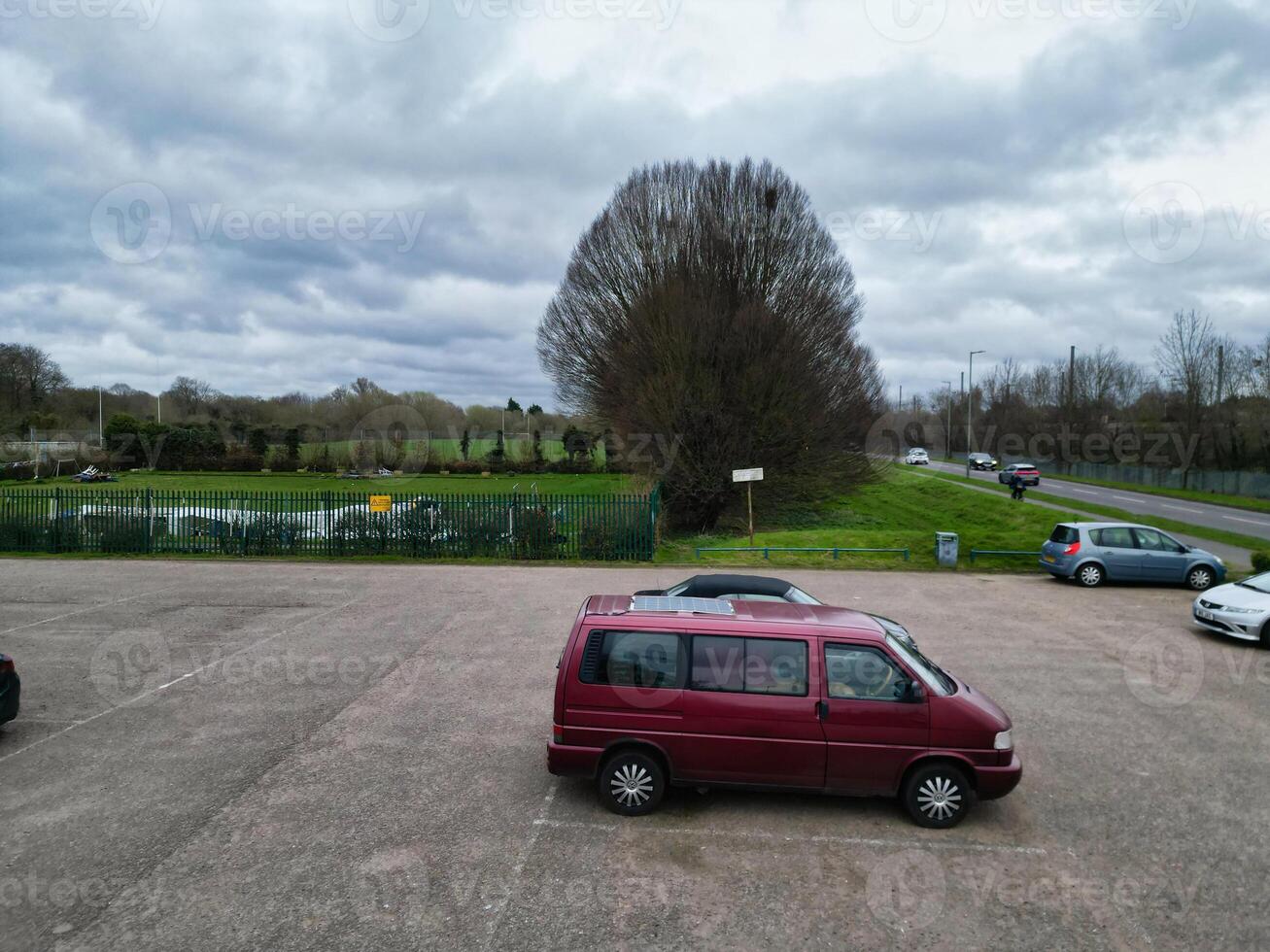 Aerial View of Residential Estate at North Luton City of England UK. March 19th, 2024 photo