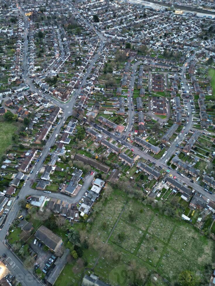 Aerial View of Residential Estate at Luton City of England During Sunset. United Kingdom. March 17th, 2024 photo