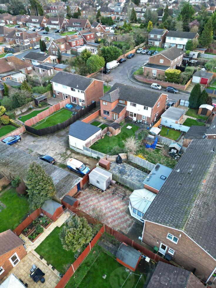 Aerial View of Residential Estate at Luton City of England During Sunset. United Kingdom. March 17th, 2024 photo