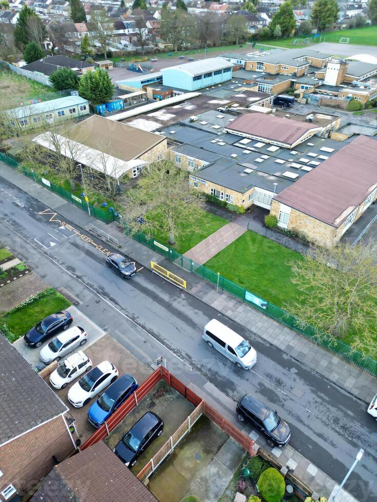 Aerial View of Residential Estate at Luton City of England During Sunset. United Kingdom. March 17th, 2024 photo