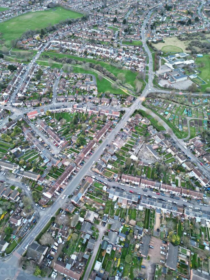 Aerial View of Residential Estate at Luton City of England During Sunset. United Kingdom. March 17th, 2024 photo