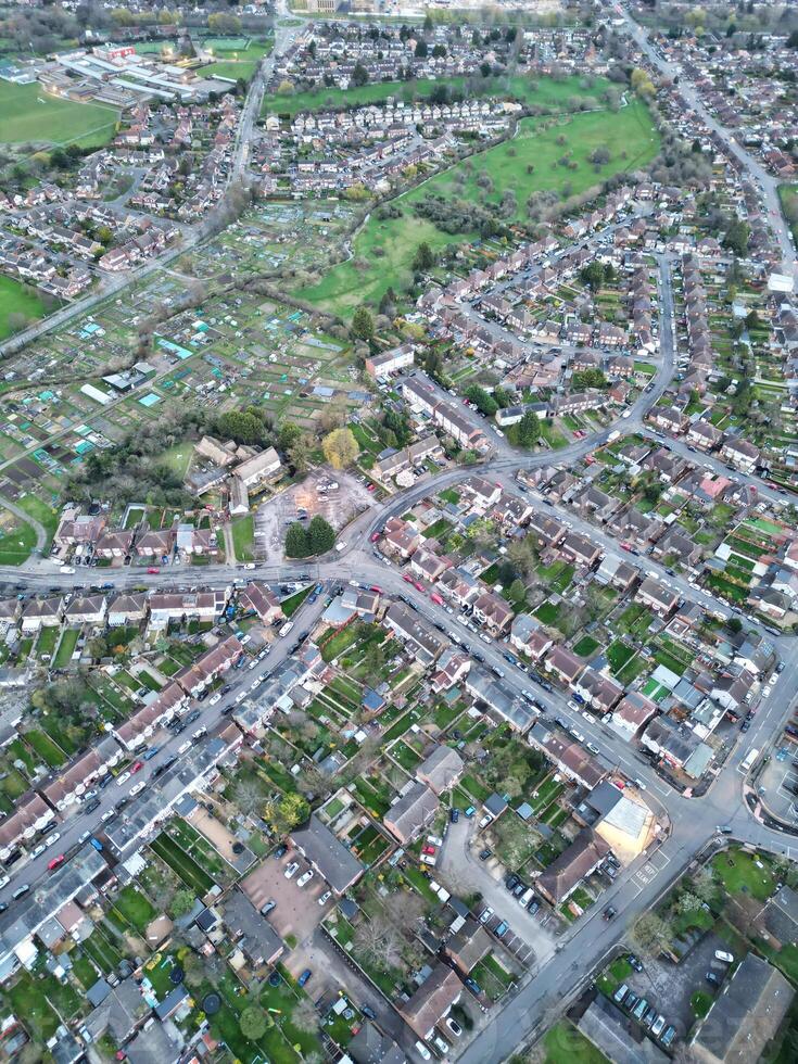 Aerial View of Residential Estate at Luton City of England During Sunset. United Kingdom. March 17th, 2024 photo