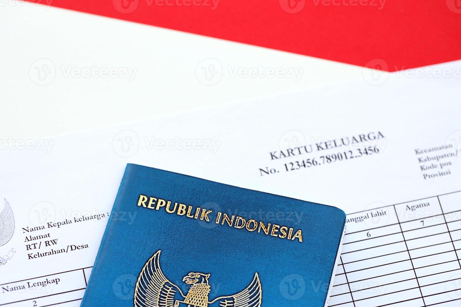 Kartu keluarga Family Identity Card with indonesian passport photo