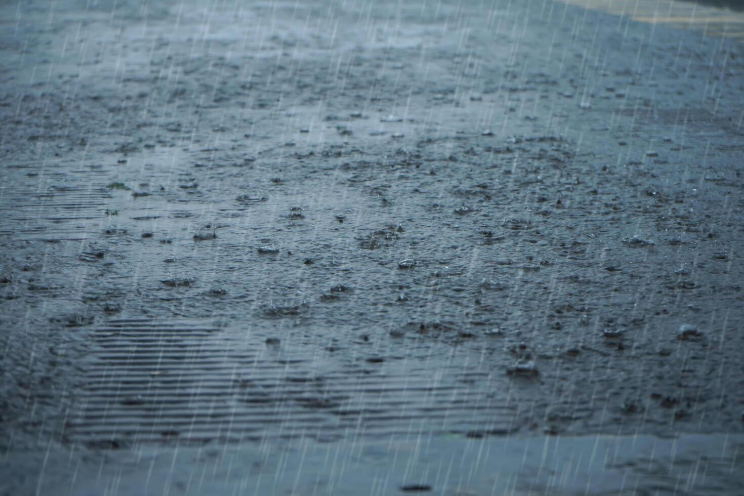 Rain fall on the ground in rains season. photo