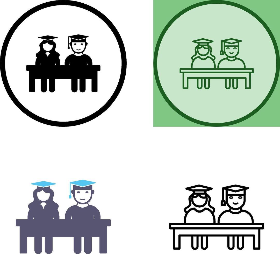 Unique Students Sitting Icon Design vector