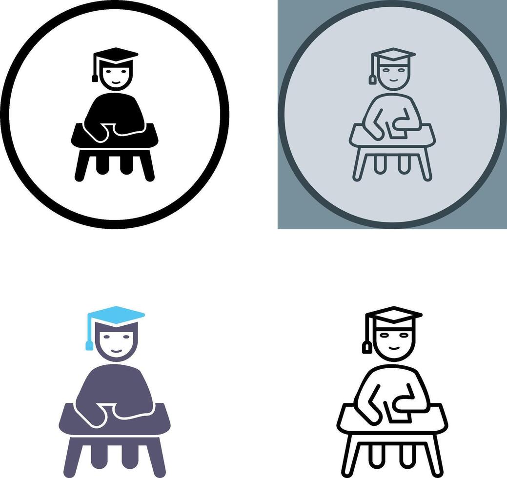 Unique Studying on Desk Icon Design vector
