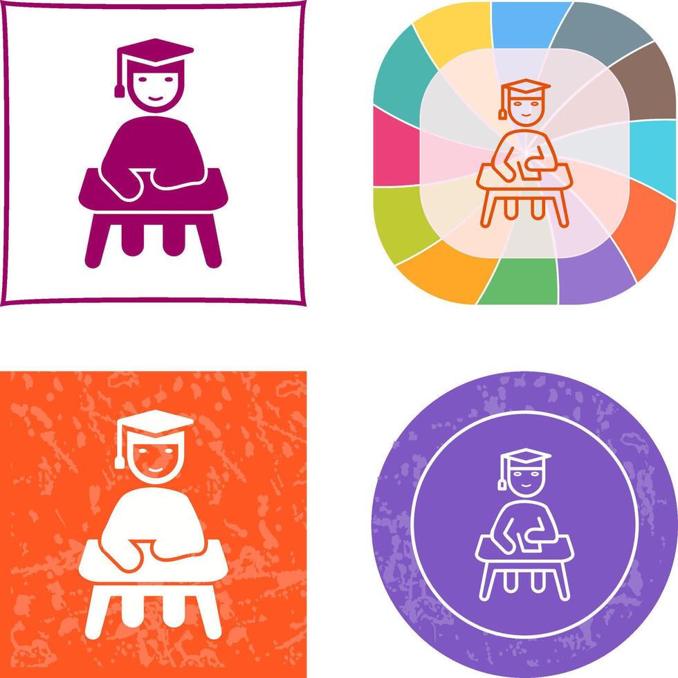 Unique Studying on Desk Icon Design vector