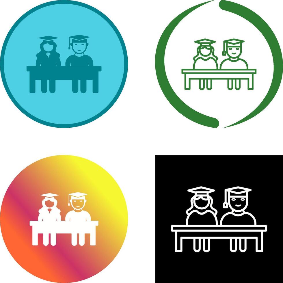 Unique Students Sitting Icon vector