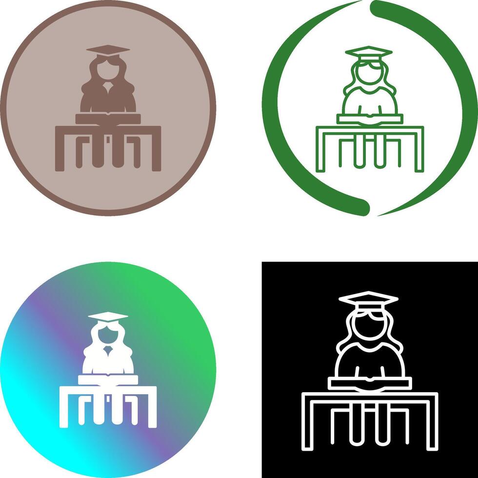 Unique Female Student Studying Icon vector