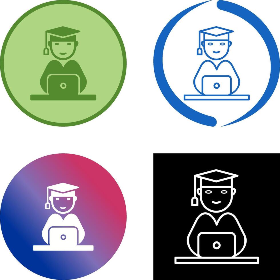Unique Studying on Laptop Icon vector
