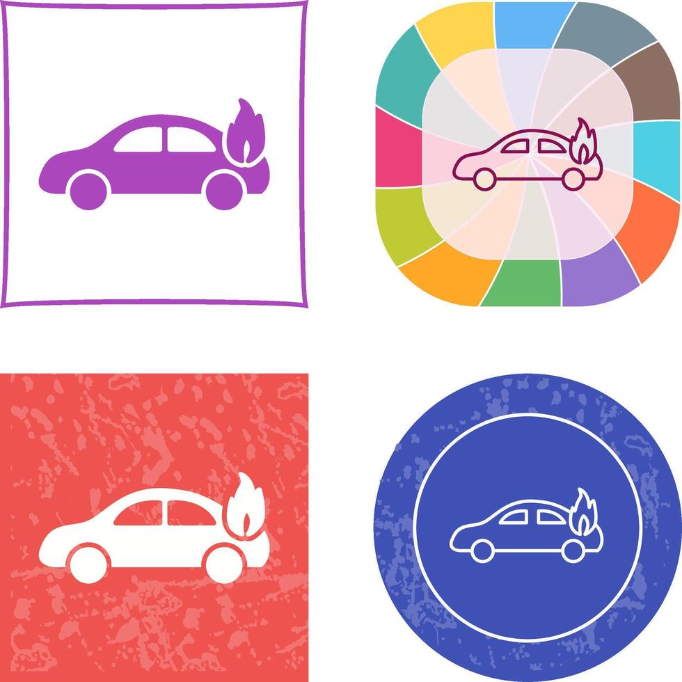 Unique Car on Fire Icon vector