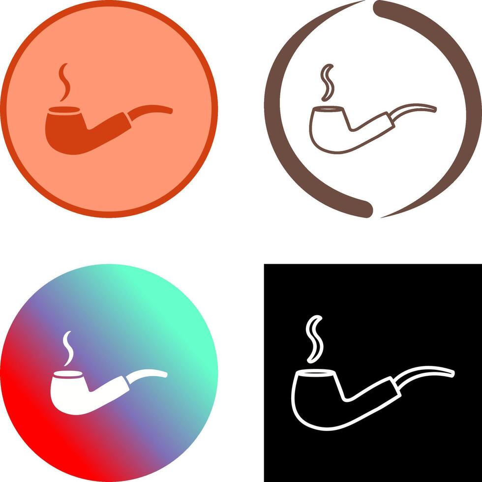 Unique Lit Smoking Pipe Icon Design vector