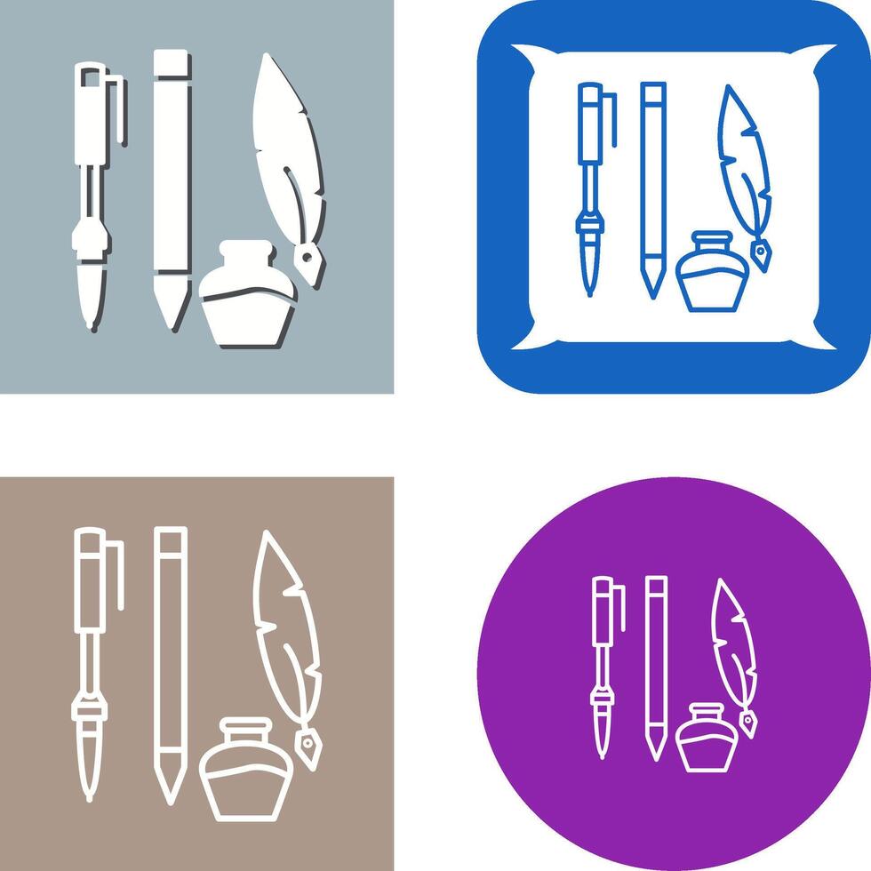 Unique Writing Equipment Icon Design vector