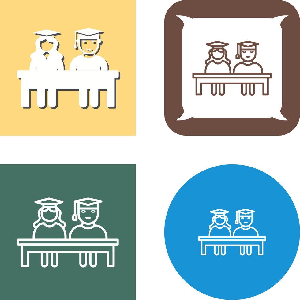 Unique Students Sitting Icon Design vector