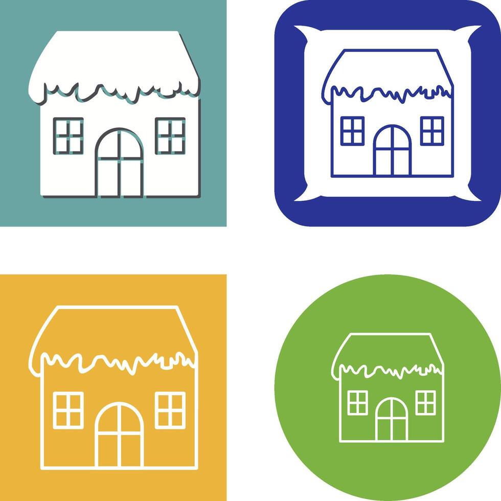 Unique House with Snow Icon Design vector