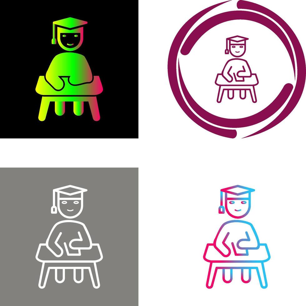 Unique Studying on Desk Icon Design vector