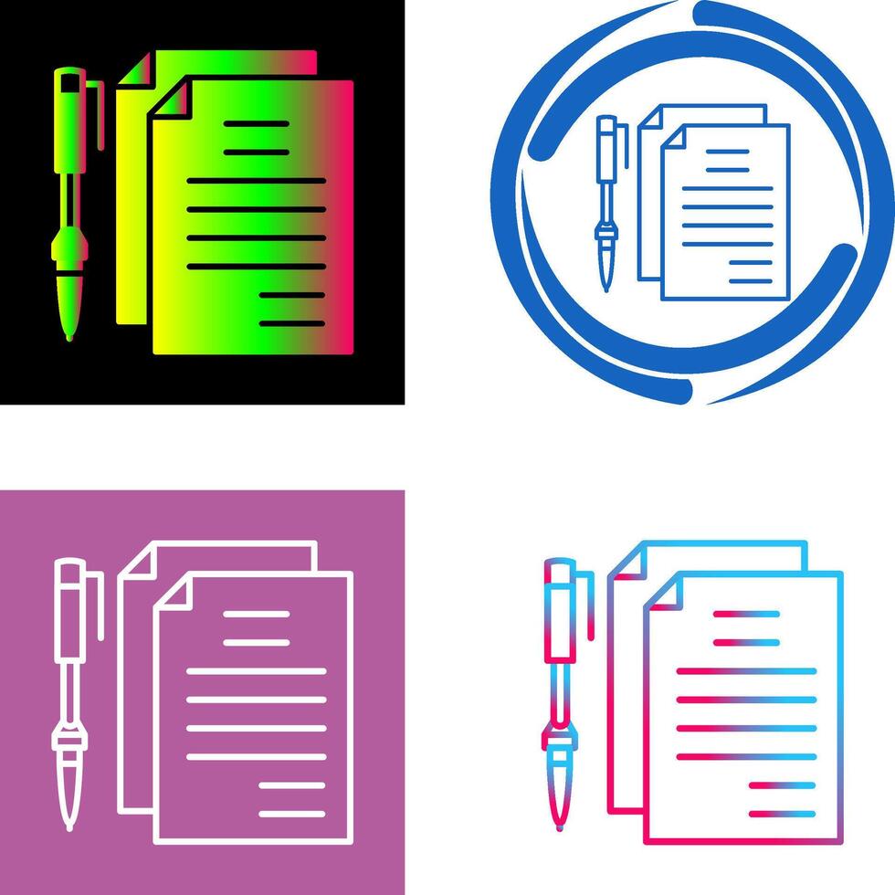 Unique Documents and Pen Icon Design vector
