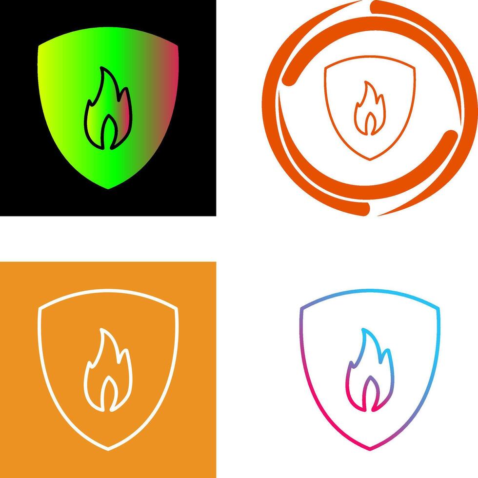 Unique Fire Shield Icon Design vector