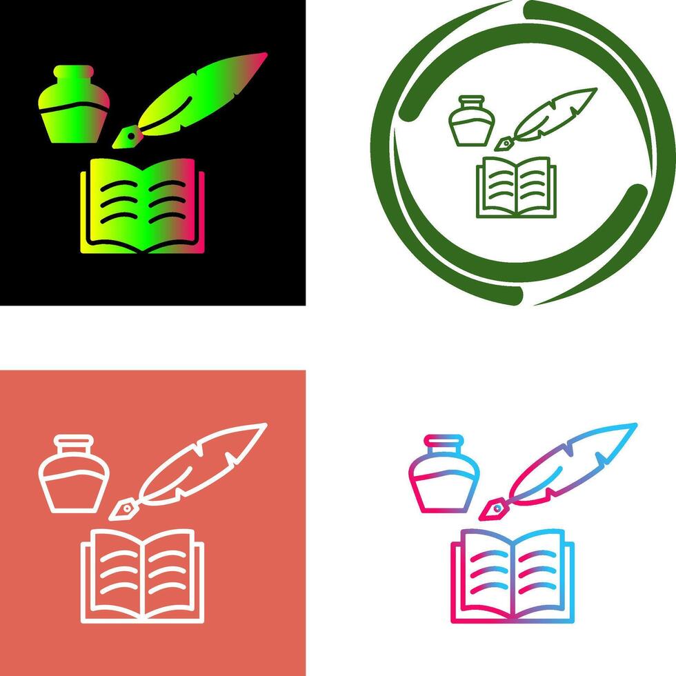 Unique Quill and Book Icon Design vector