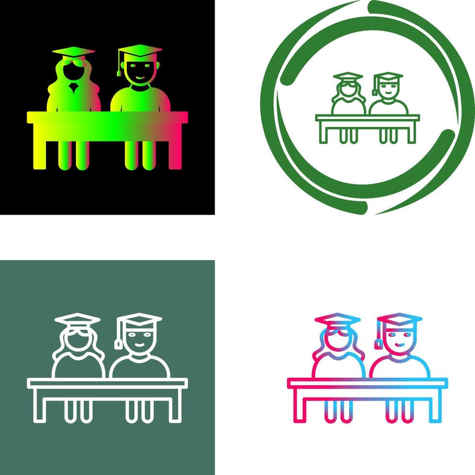 Unique Students Sitting Icon Design vector