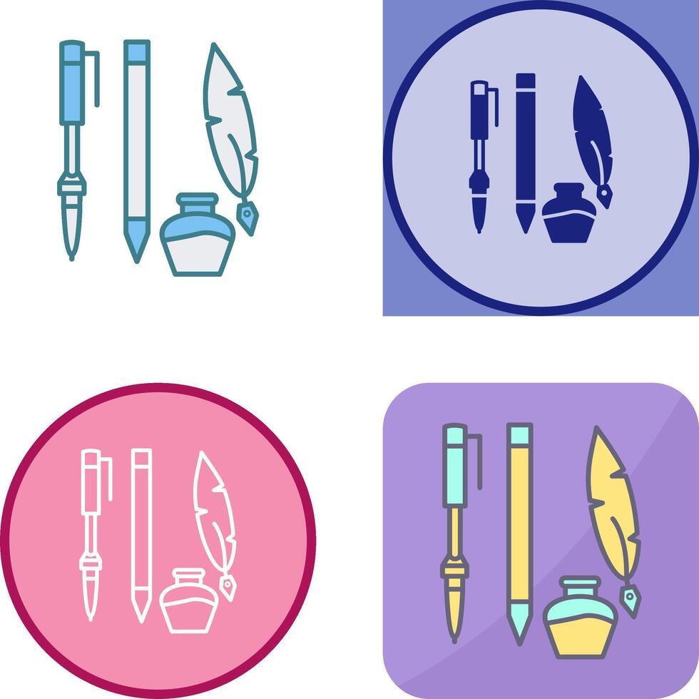 Unique Writing Equipment Icon Design vector