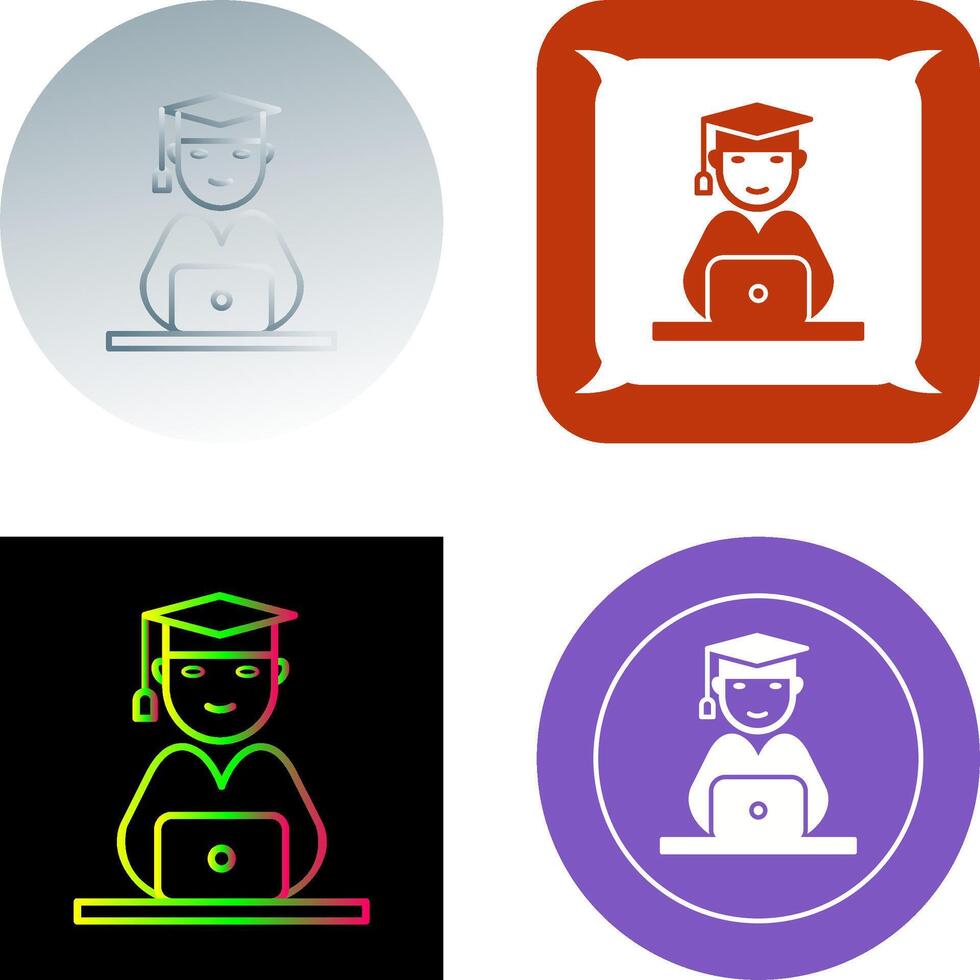 Unique Studying on Laptop Icon Design vector