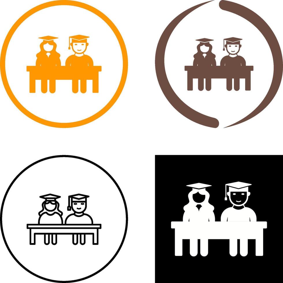 Unique Students Sitting Icon Design vector